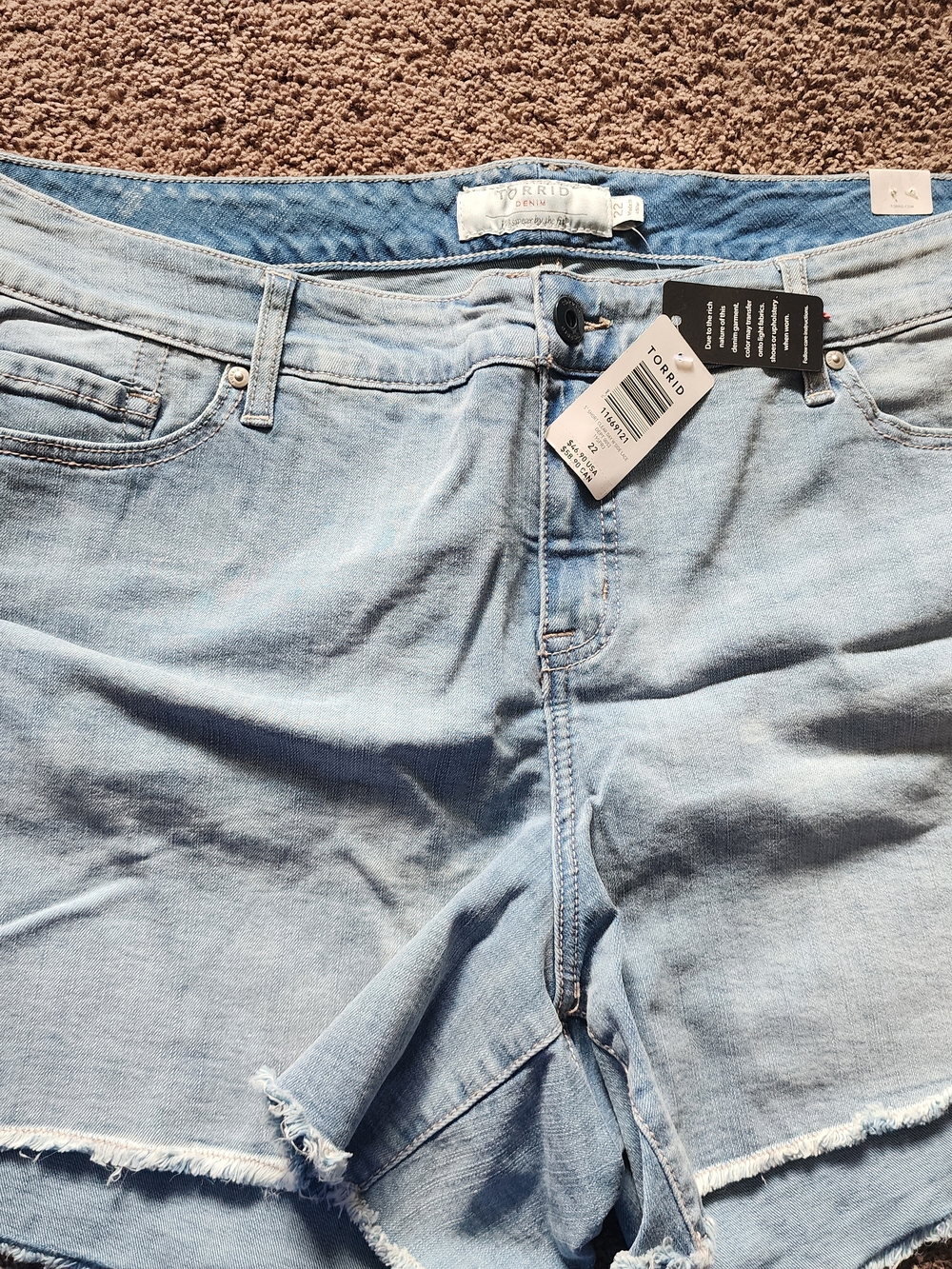 torrid Light Blue Frayed Hem Denim Shorts